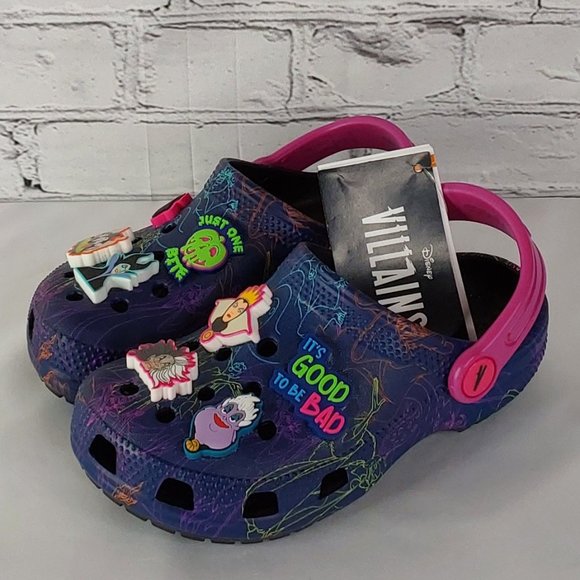 'CROCS' 'DISNEY VILLAINS'  LIMITED EDITION 'JIBBITZ' SLIP-ON CLASSIC CLOG SLIDES - Picture 5 of 16